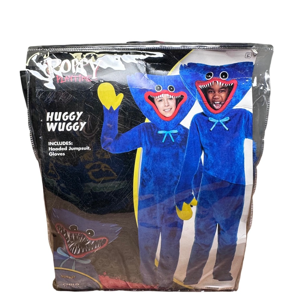 Spirit Halloween Poppy Playtime Huggy Wuggy Costume Child XS 3-4 Blue Jumpsuit